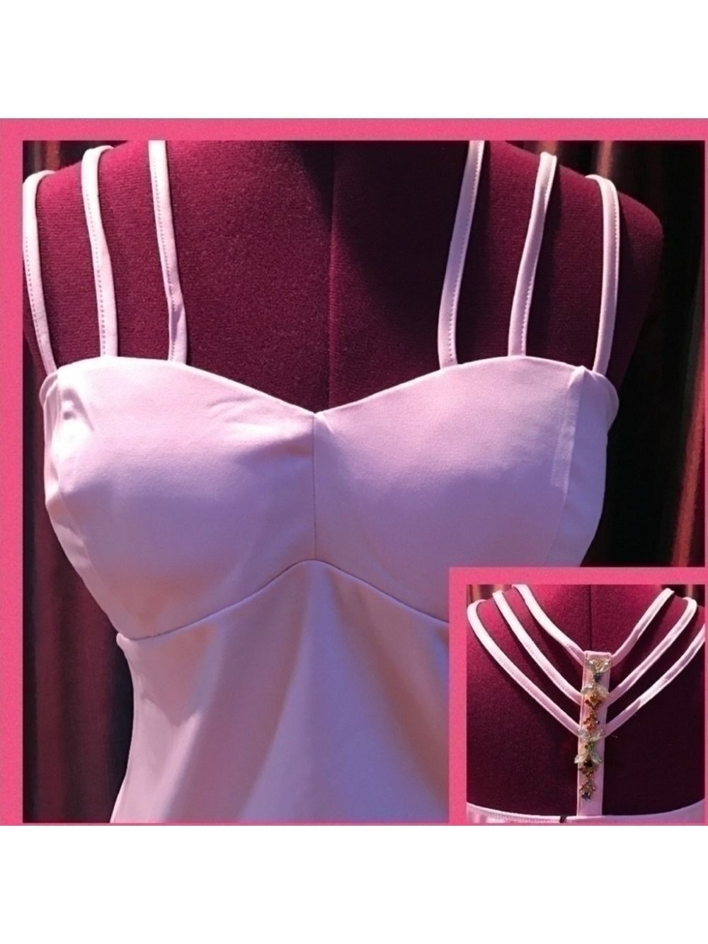 New Jeweled Camisole Style Top Unique Spaghetti Straps Pink Cochella Carnaval - Picture 7 of 7